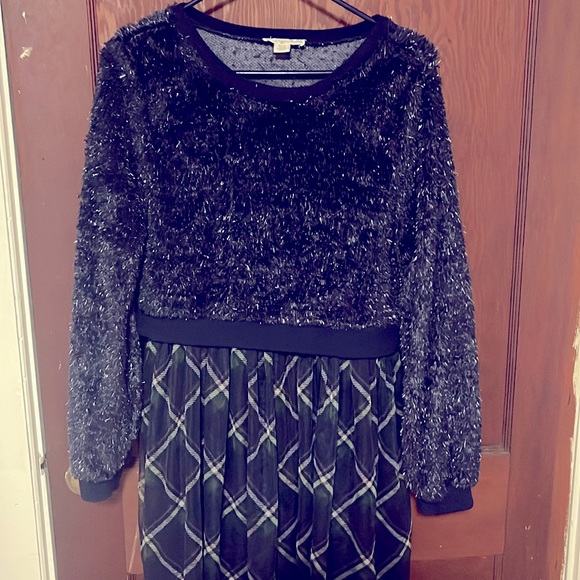 Navy Blue Plaid Dress - Picture 1 of 5